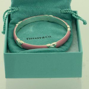 TIFFANY & CO Pink Enamel Wide Med Bangle Bracelet